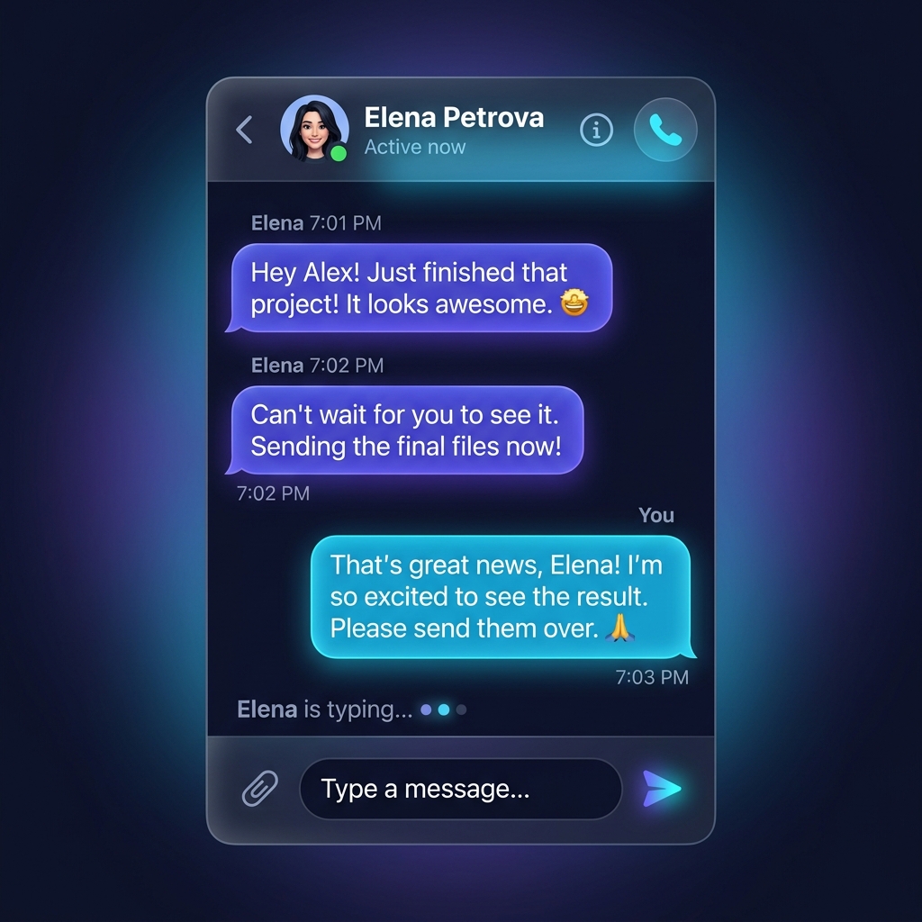 1 to 1 Text Messaging UI Mockup