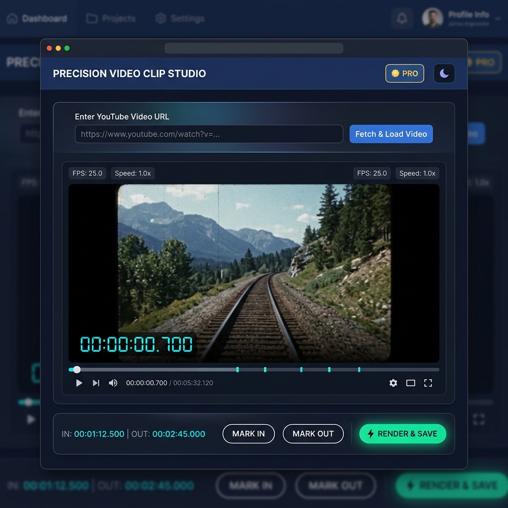 Precision Video Clip Studio UI Mockup